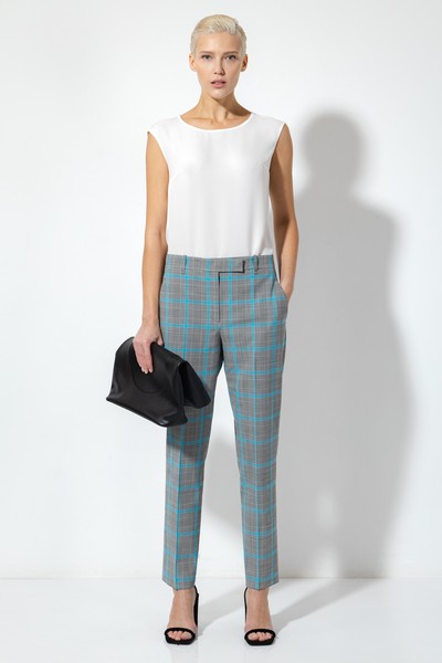 Прямые брюки в клетку VASSA&Co, пол женский, цвет голубой, фото №6
