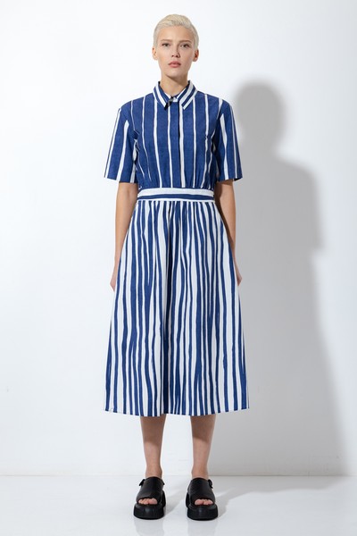 Платье из хлопка VASSA&Co, пол женский, цвет синий, фото №2