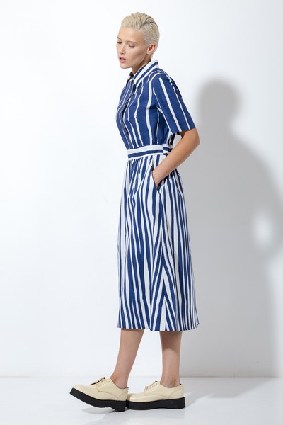 Платье из хлопка VASSA&Co, пол женский, цвет синий, фото №3