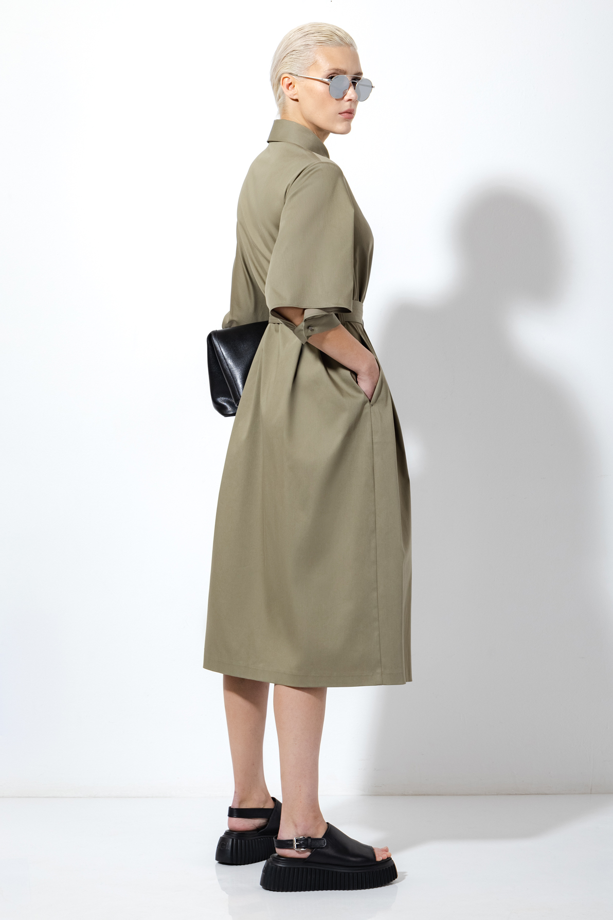 Платье в оттенке хаки VASSA&Co, пол женский, цвет хаки