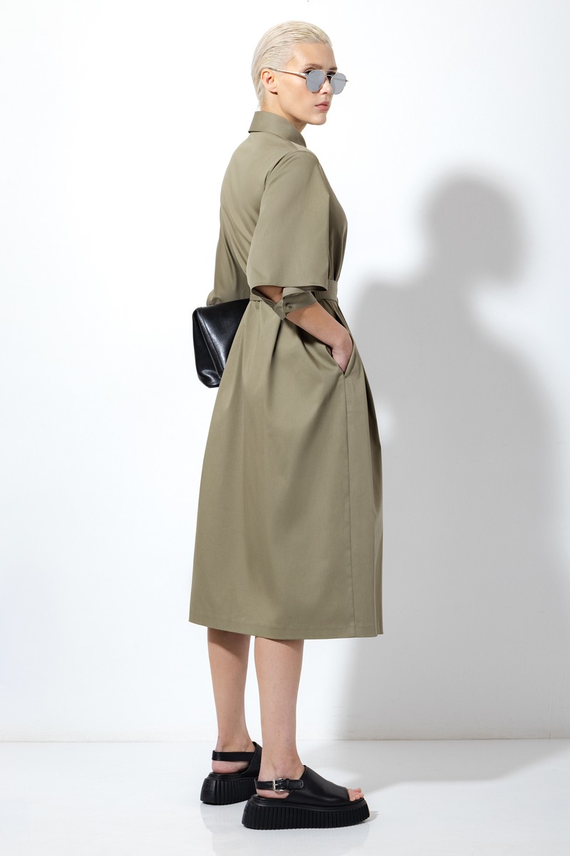 Платье в оттенке хаки VASSA&Co, пол женский, цвет хаки, фото №4