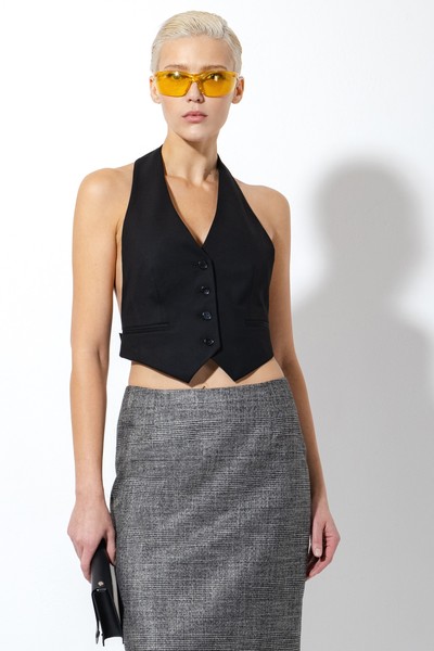 Жилет с открытой спиной VASSA&Co, пол женский, цвет черный, фото №2