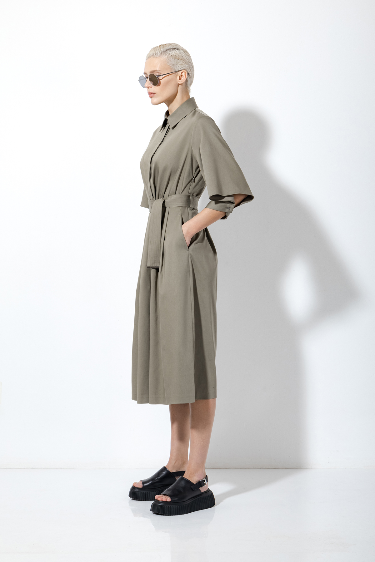 Платье в оттенке хаки VASSA&Co, пол женский, цвет хаки