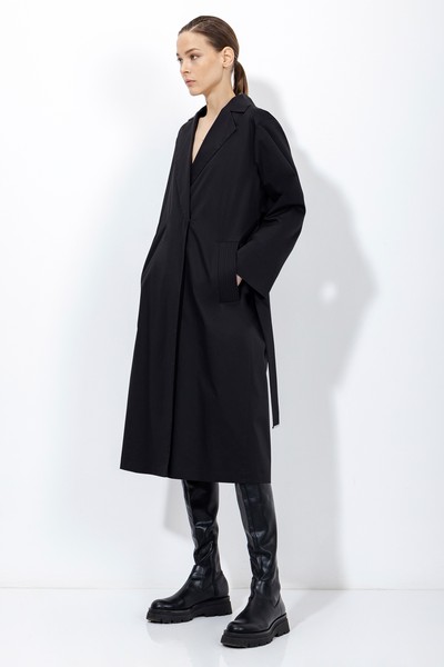 Плащ с капюшоном VASSA&Co, пол женский, цвет черный, фото №12