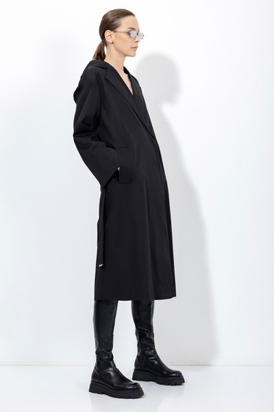 Плащ с капюшоном VASSA&Co, пол женский, цвет черный, фото №13