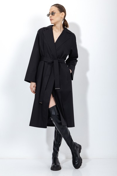 Плащ с капюшоном VASSA&Co, пол женский, цвет черный, фото №2