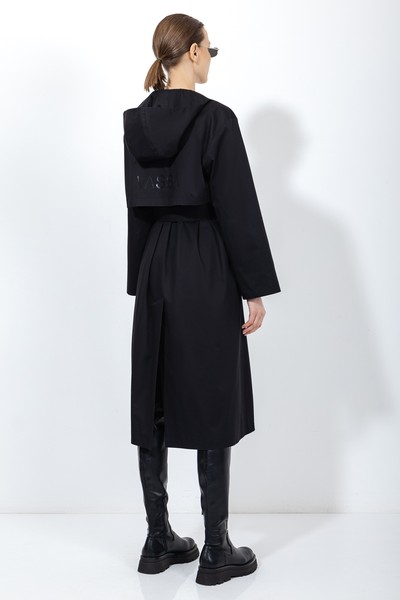 Плащ с капюшоном VASSA&Co, пол женский, цвет черный, фото №3