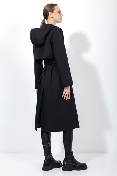 Плащ с капюшоном VASSA&Co, пол женский, цвет черный, фото №4