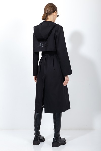 Плащ с капюшоном VASSA&Co, пол женский, цвет черный, фото №5