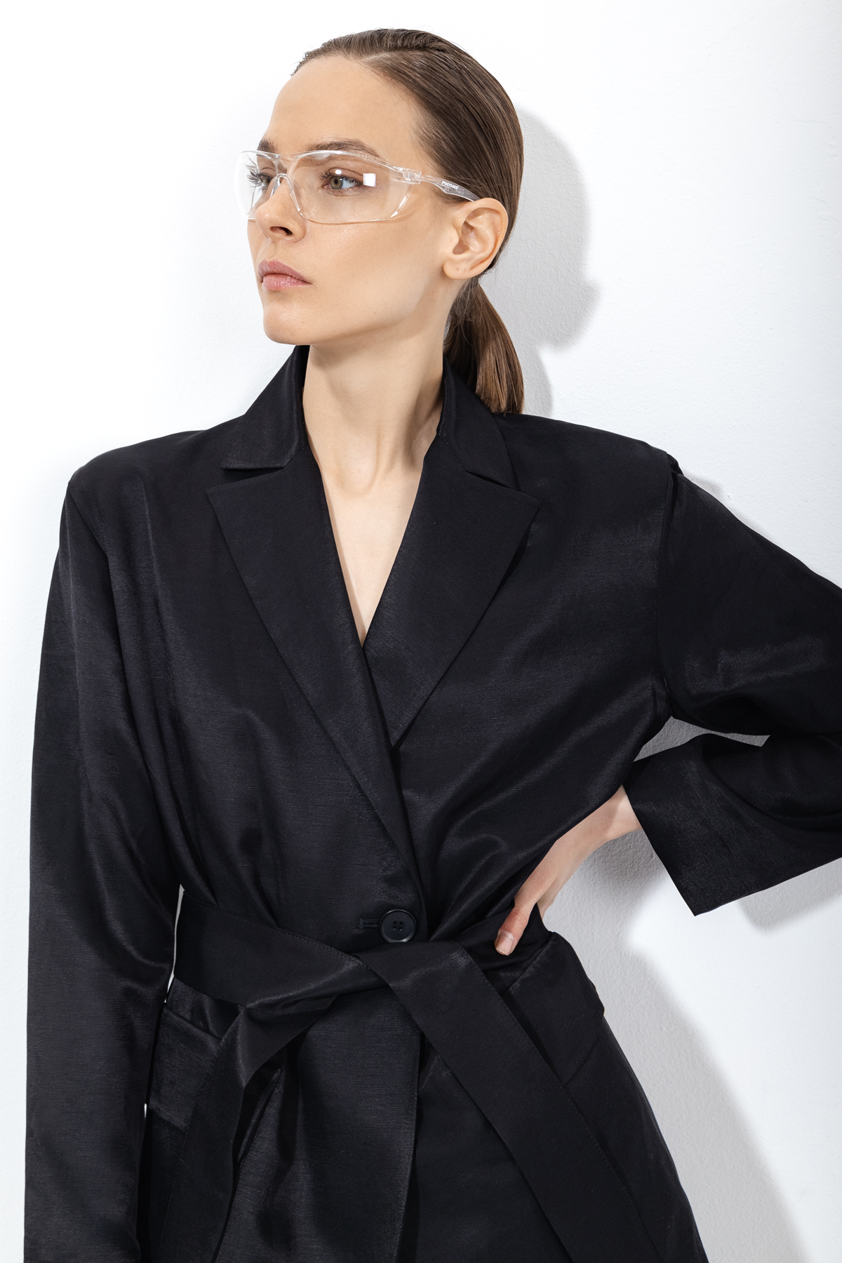 Жакет из льна и хлопка VASSA&Co, пол женский, цвет черный