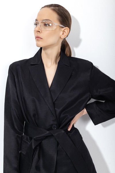 Жакет из льна и хлопка VASSA&Co, пол female, цвет black, фото №11