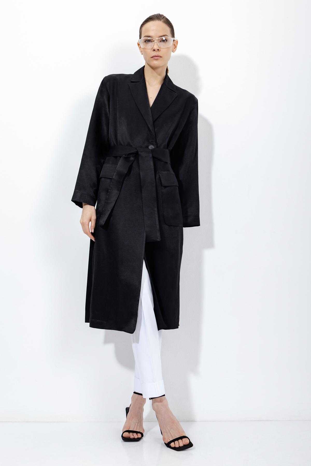 Жакет из льна и хлопка VASSA&Co, пол женский, цвет черный