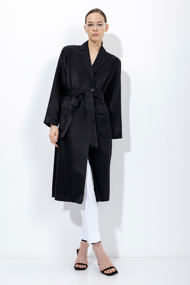 Жакет из льна и хлопка VASSA&Co, пол женский, цвет черный, фото №2