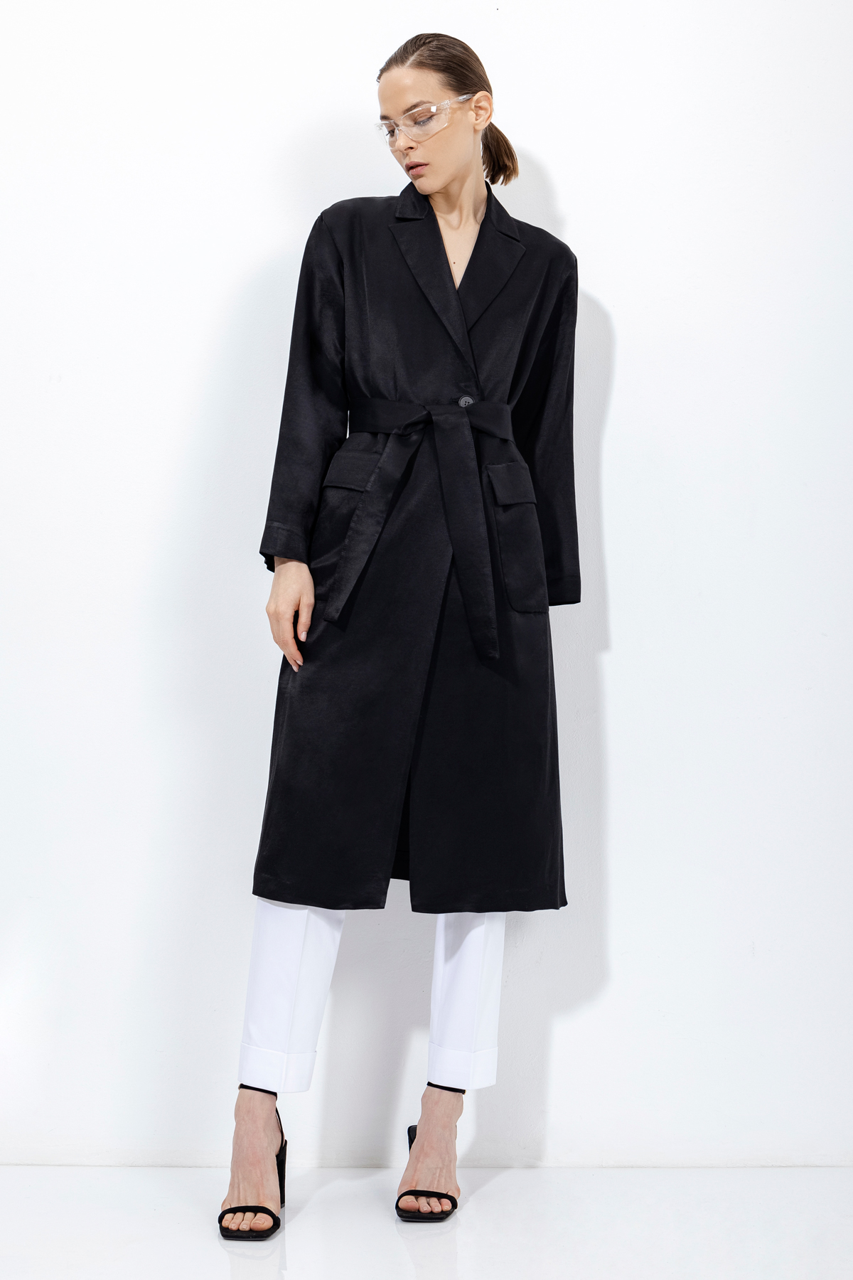 Жакет из льна и хлопка VASSA&Co, пол женский, цвет черный