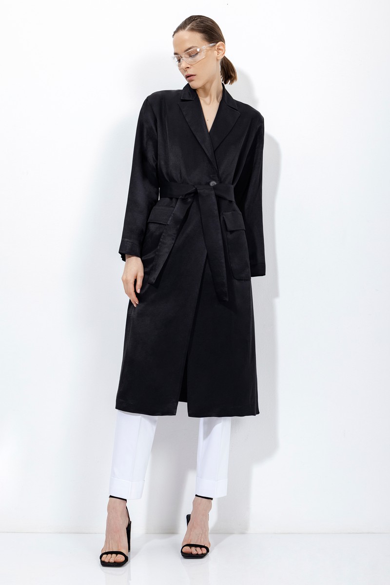 Жакет из льна и хлопка VASSA&Co, пол женский, цвет черный, фото №8