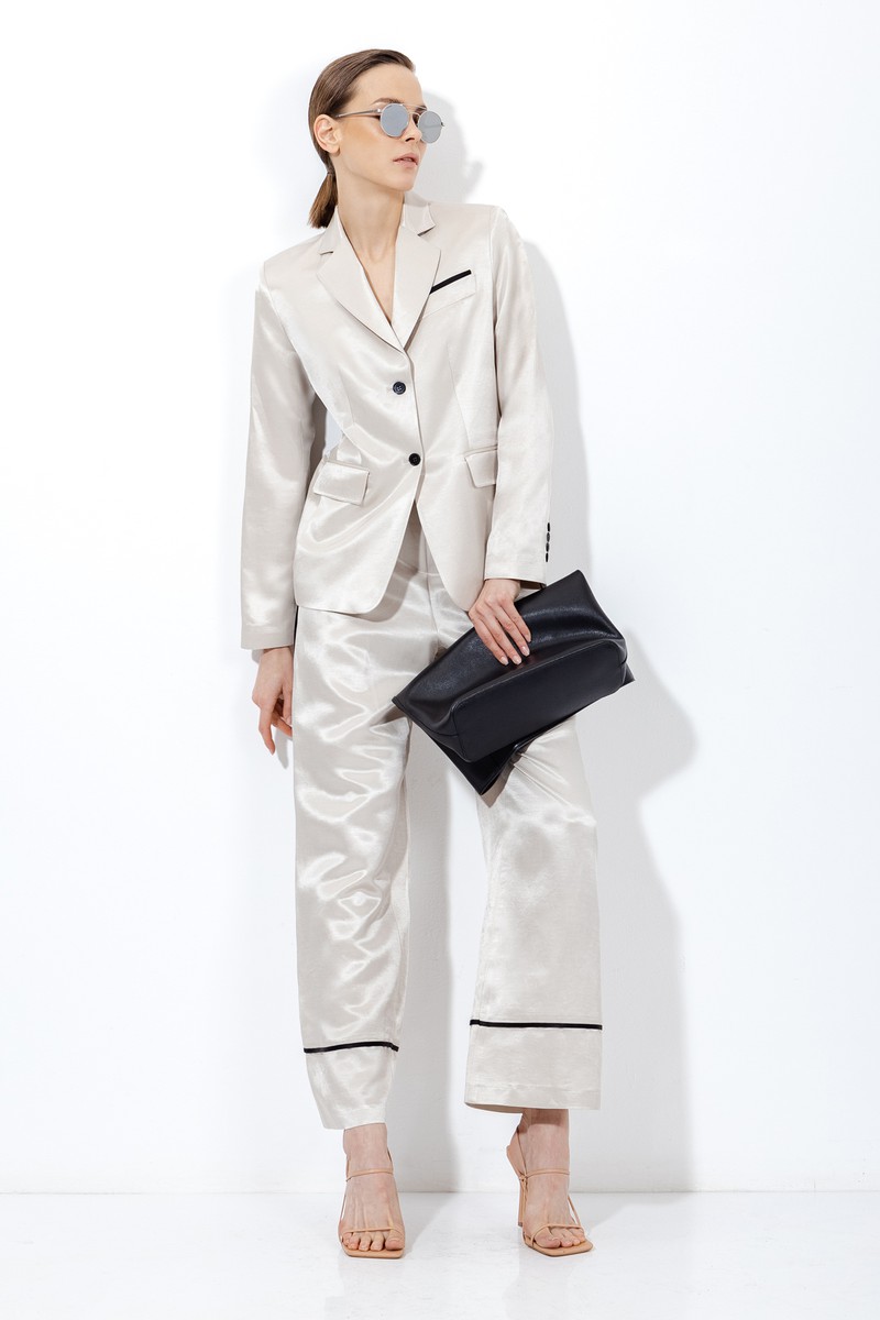 Жакет с контрастной отделкой VASSA&Co, пол женский, цвет молочный, фото №2