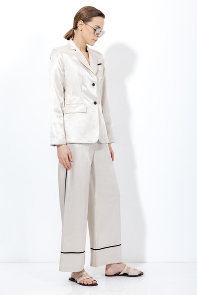 Жакет с контрастной отделкой VASSA&Co, пол женский, цвет молочный, фото №3