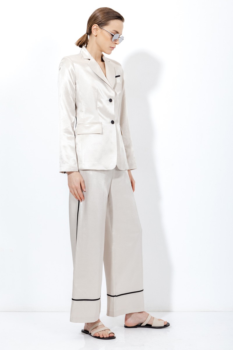 Жакет с контрастной отделкой VASSA&Co, пол женский, цвет молочный, фото №3