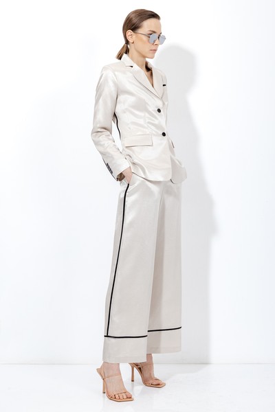 Жакет с контрастной отделкой VASSA&Co, пол женский, цвет молочный, фото №4