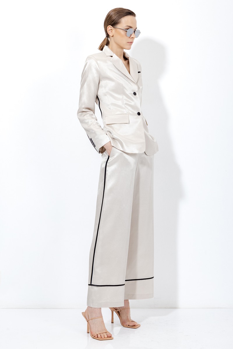 Жакет с контрастной отделкой VASSA&Co, пол женский, цвет молочный, фото №4