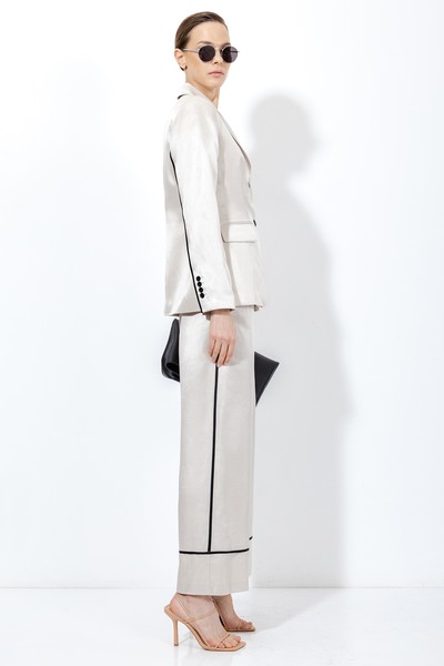 Жакет с контрастной отделкой VASSA&Co, пол женский, цвет молочный, фото №5