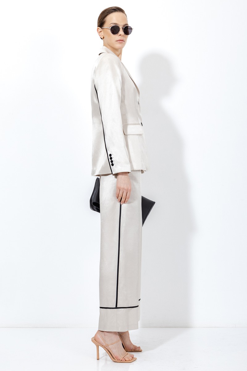 Жакет с контрастной отделкой VASSA&Co, пол женский, цвет молочный, фото №5