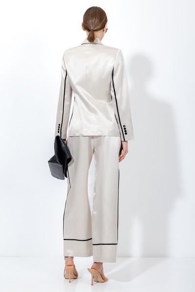 Жакет с контрастной отделкой VASSA&Co, пол женский, цвет молочный, фото №6