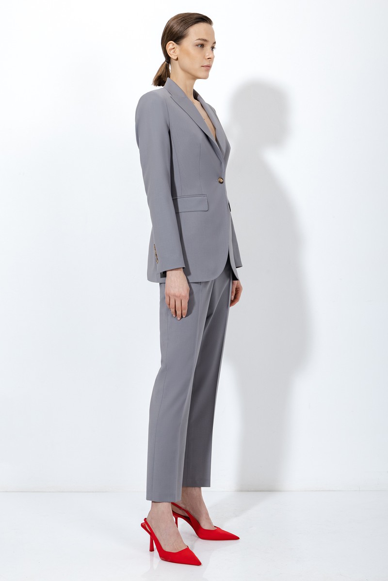 Приталенный жакет в сером оттенке VASSA&Co, пол женский, цвет серый, фото №2