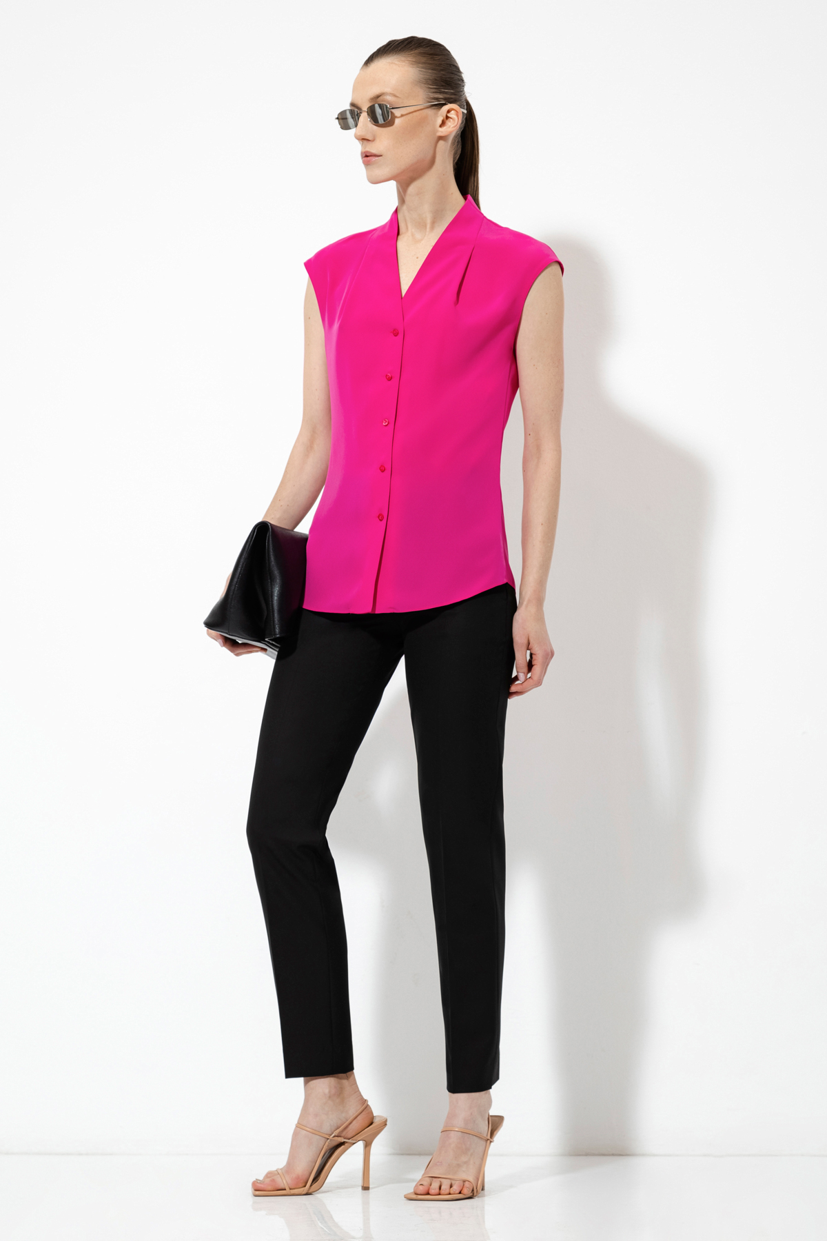 Блузка с V-образным вырезом VASSA&Co, пол женский, цвет розовый, фото №2