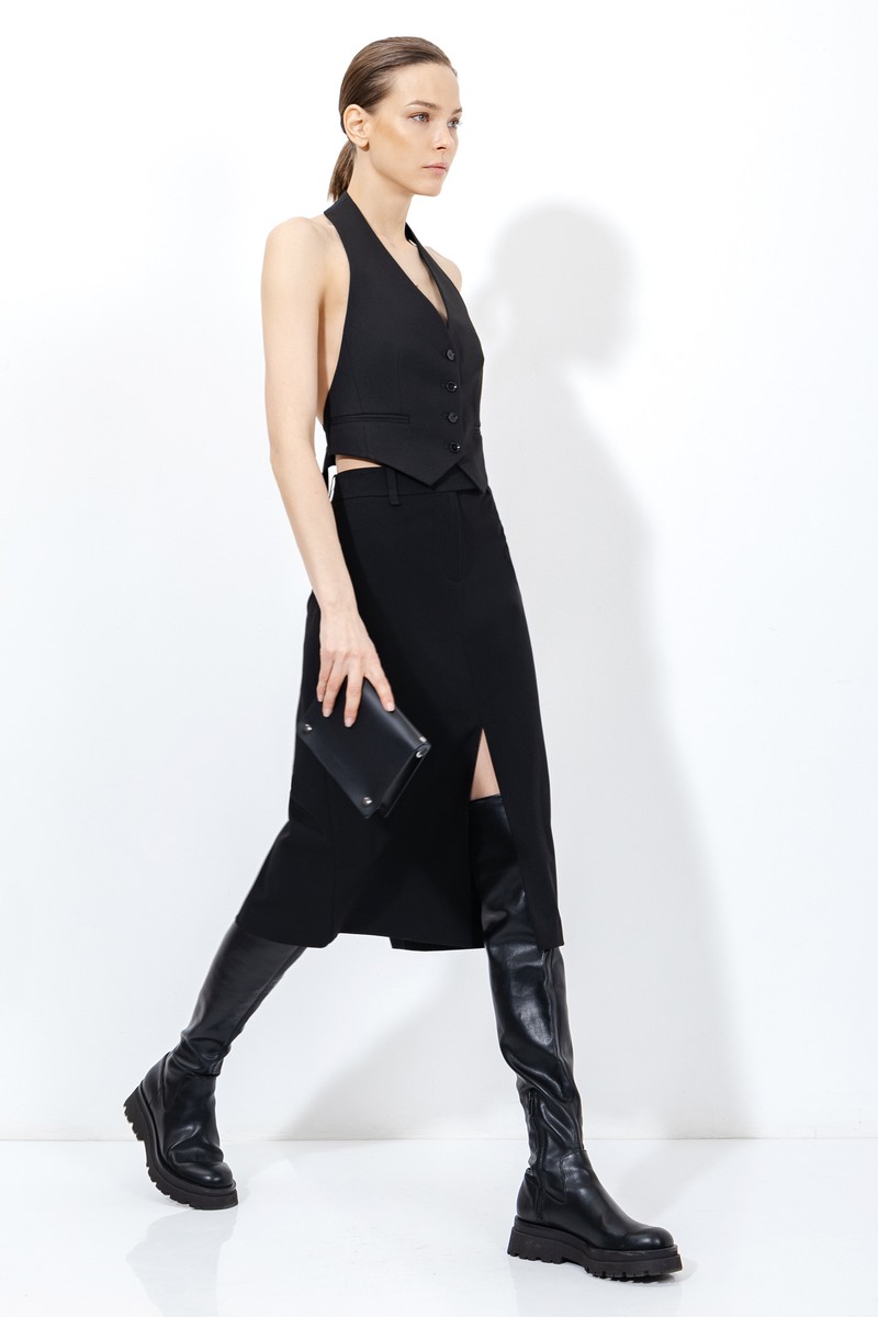 Юбка с высоким разрезом VASSA&Co, пол женский, цвет черный, фото №4