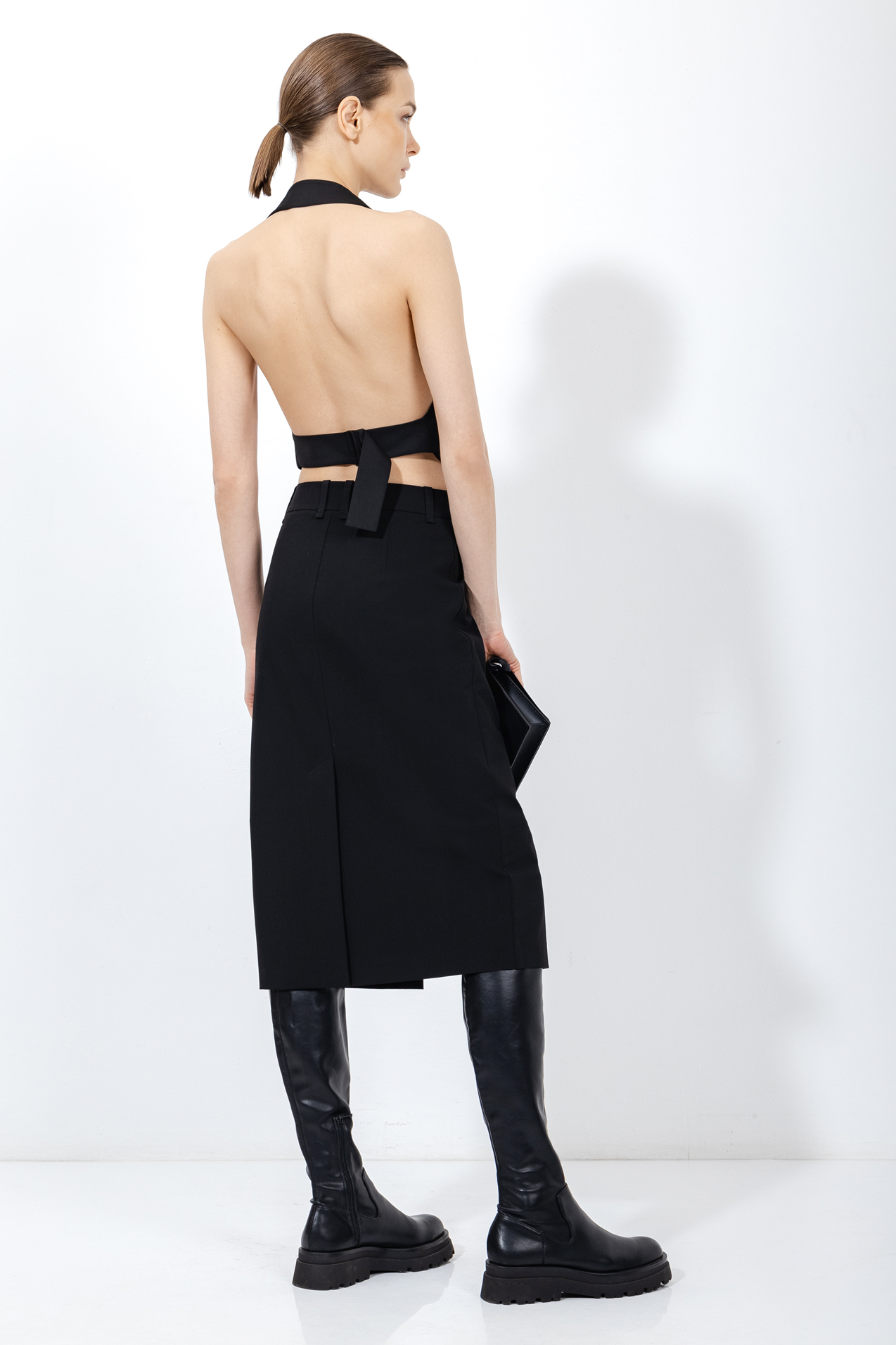 Юбка с высоким разрезом VASSA&Co, пол женский, цвет черный