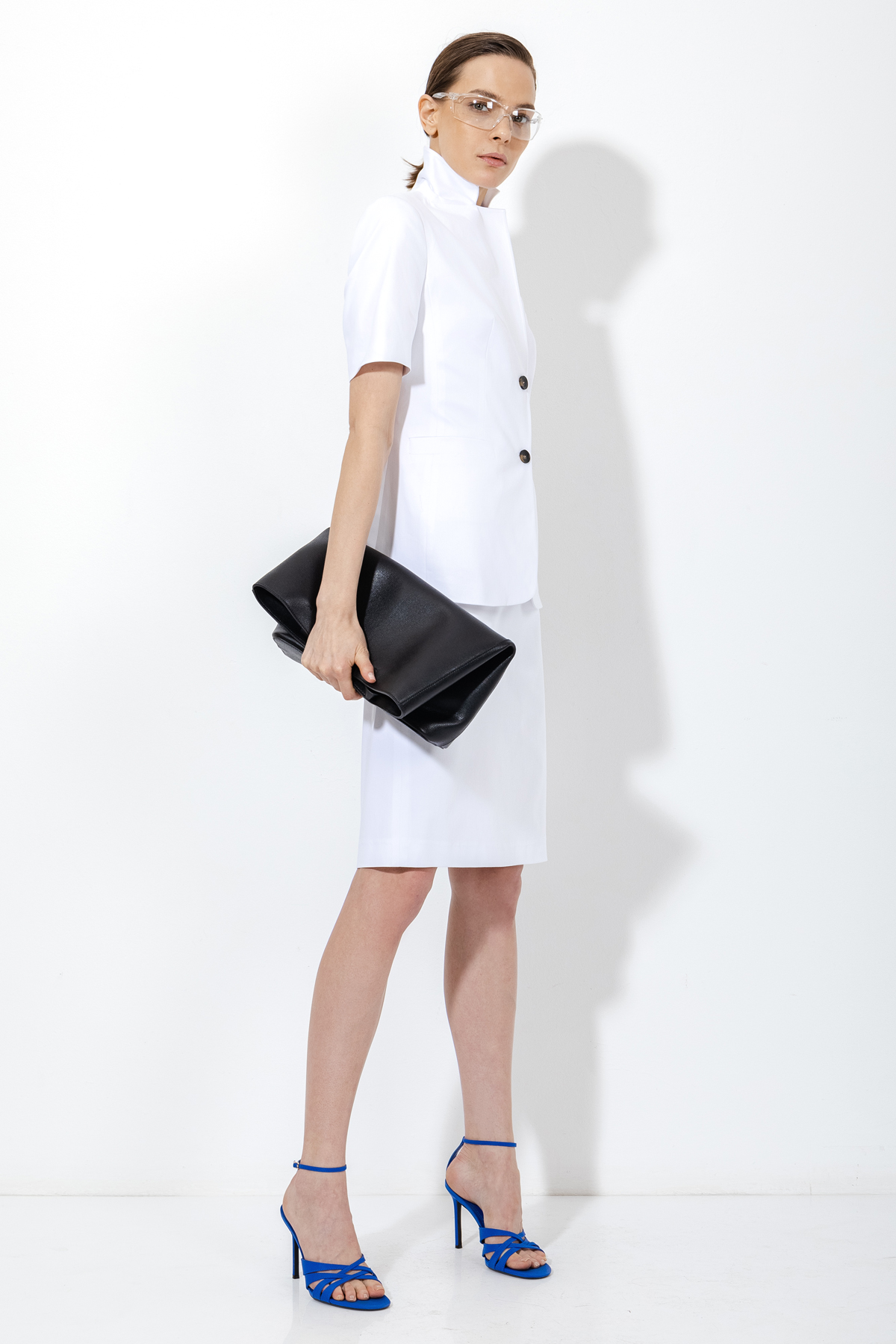 Юбка-карандаш с хлопком VASSA&Co, пол female, цвет white