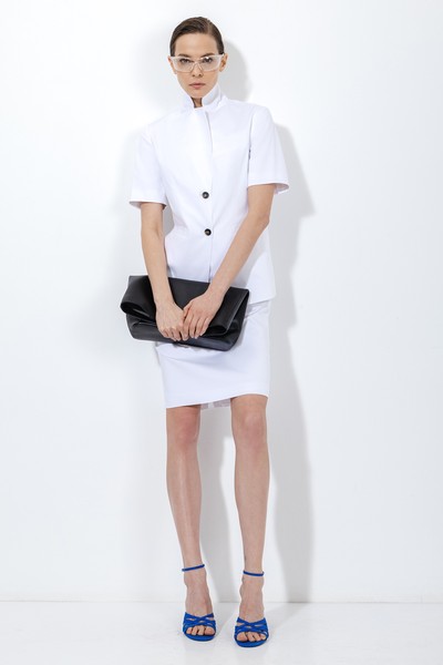 Юбка-карандаш с хлопком VASSA&Co, пол женский, цвет белый, фото №5