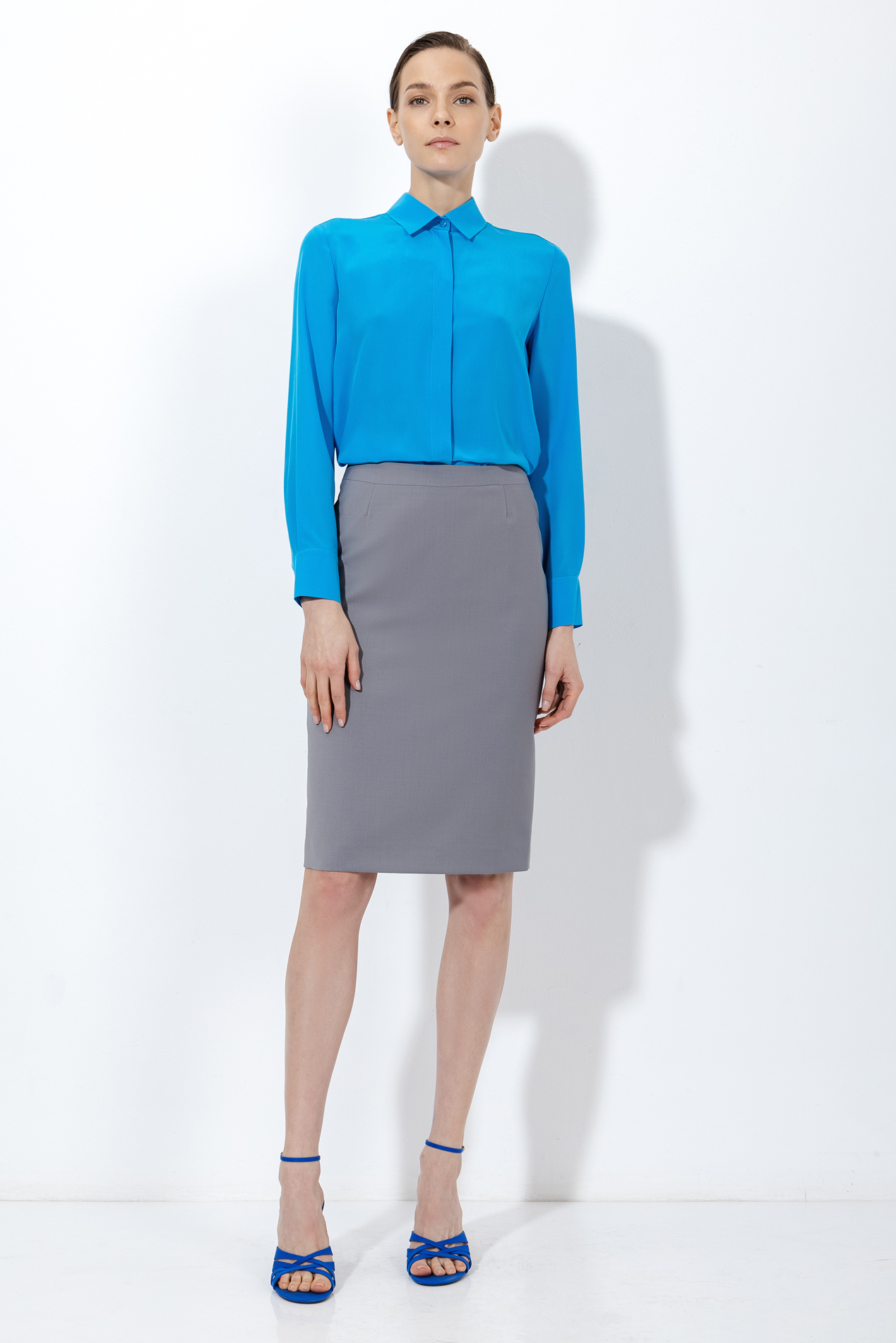 Юбка-карандаш VASSA&Co, пол женский, цвет серый, фото №2