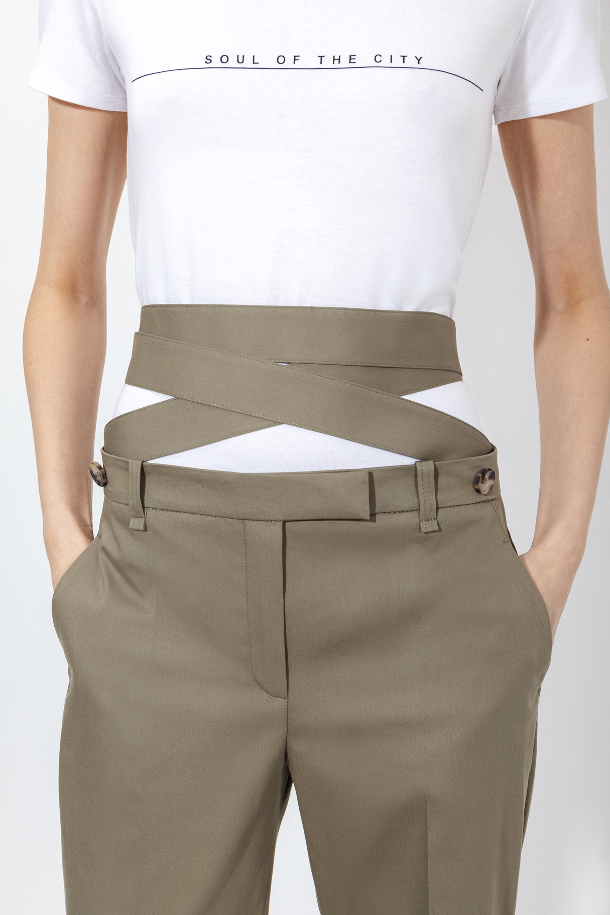 Брюки со съемной деталью VASSA&Co, пол female, цвет green, фото №5