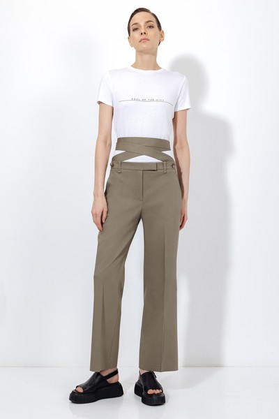 Брюки со съемной деталью VASSA&Co, пол female, цвет green, фото №6