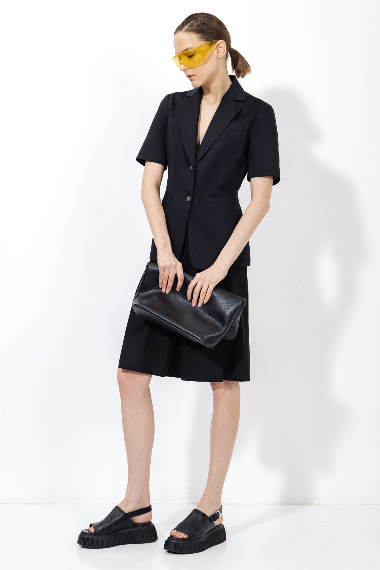 Шорты со складками , пол женский, цвет черный, фото №2