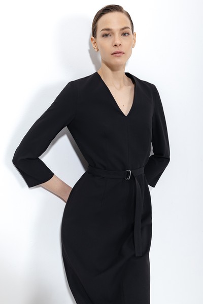 Платье-футляр со съемным воротничком VASSA&Co, пол женский, цвет черный, фото №3