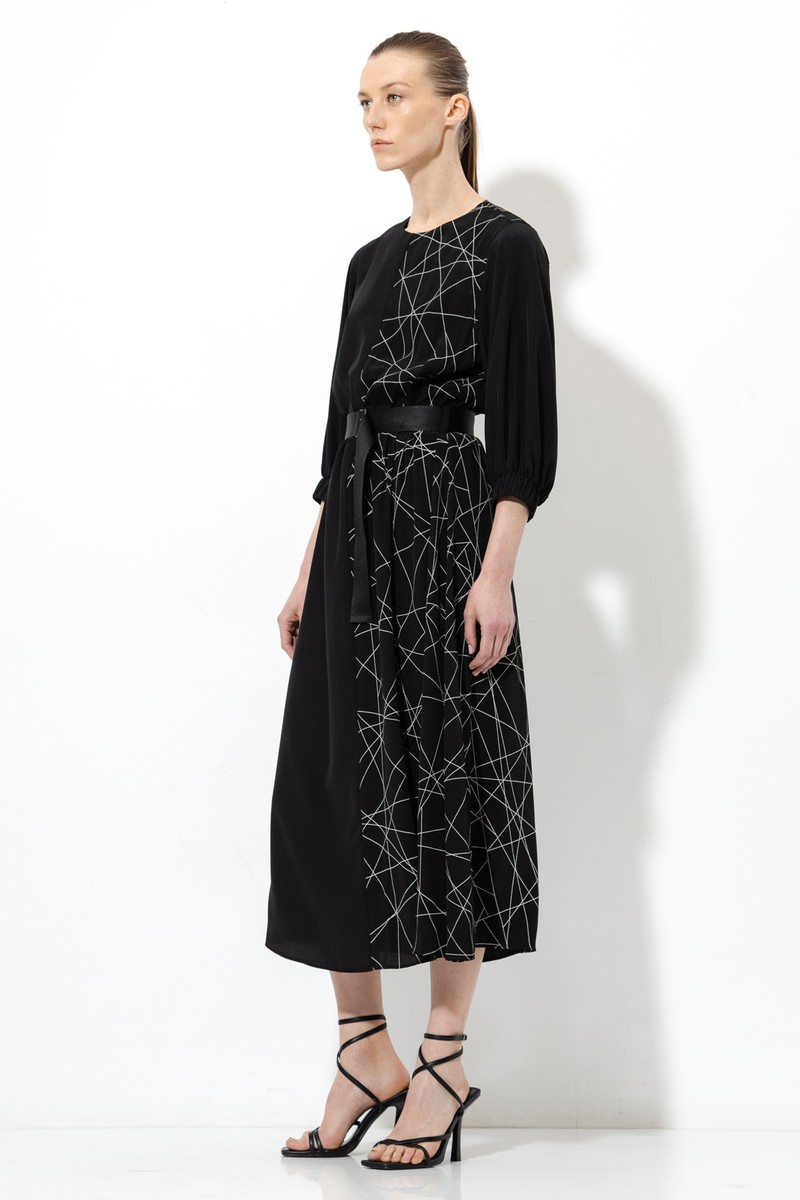 Платье с геометричным узором VASSA&Co, пол женский, цвет черный, фото №2