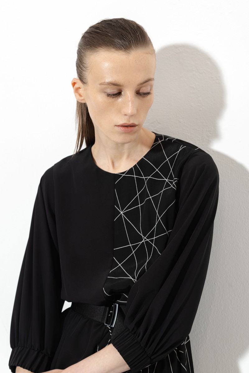 Платье с геометричным узором VASSA&Co, пол женский, цвет черный, фото №4