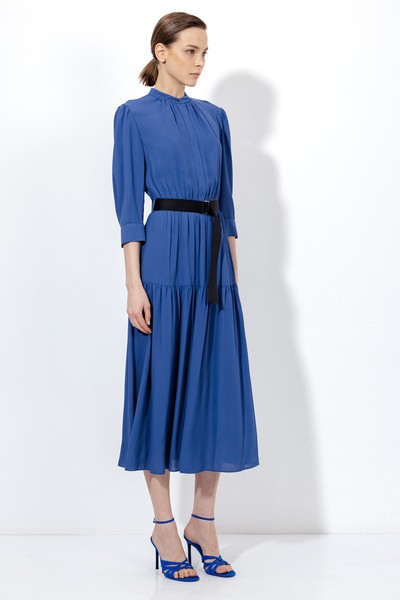 Платье из 100% вискозы VASSA&Co, пол женский, цвет синий, фото №2