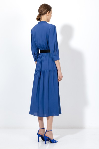 Платье из 100% вискозы VASSA&Co, пол женский, цвет синий, фото №3