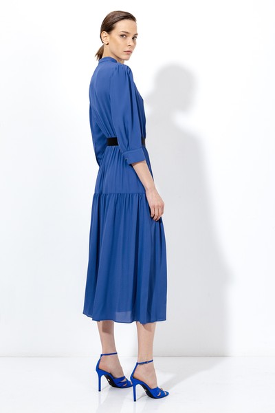 Платье из 100% вискозы VASSA&Co, пол женский, цвет синий, фото №4