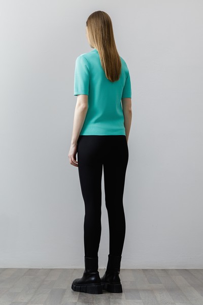 Поло в бирюзовом оттенке , пол female, цвет зеленый, фото №2