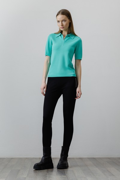 Поло в бирюзовом оттенке , пол female, цвет зеленый, фото №3