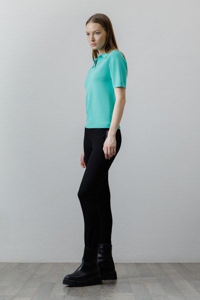 Поло в бирюзовом оттенке , пол female, цвет зеленый, фото №4