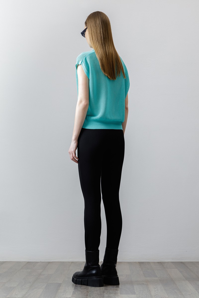 Джемпер с сеткой VASSA CODE, пол женский, цвет зеленый, фото №4