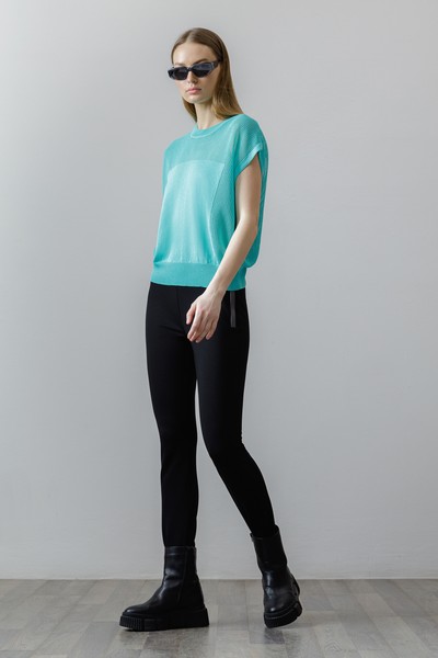 Джемпер с сеткой VASSA CODE, пол женский, цвет зеленый, фото №2