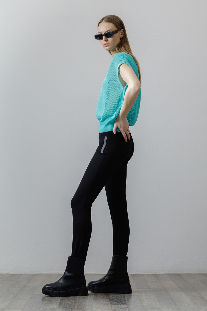 Джемпер с сеткой VASSA CODE, пол женский, цвет зеленый, фото №3