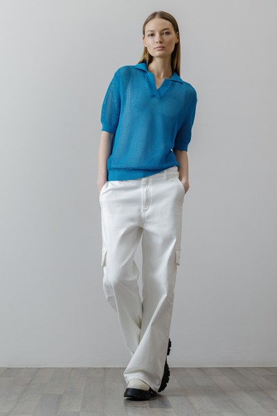 Джемпер-сетка , пол женский, цвет синий, фото №4